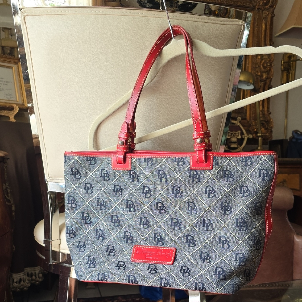 Dooney & Bourke Red and Blue Tote Bag with Signature Style